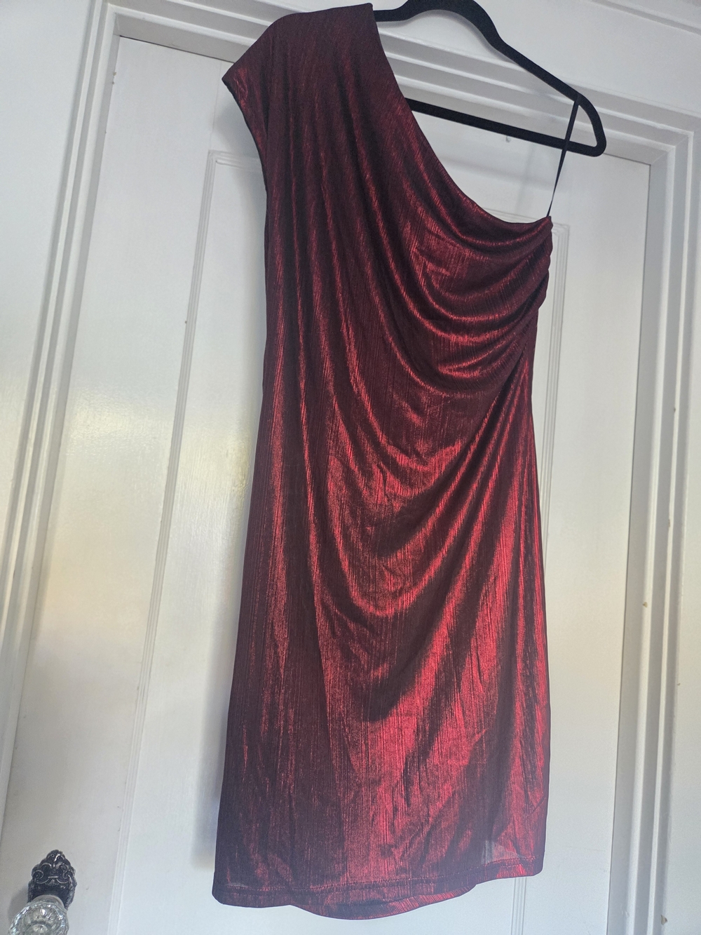 Grace Karin One-Shoulder Shimmery Red Cocktail Dress